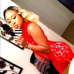 Misguided red lace jumpsuit